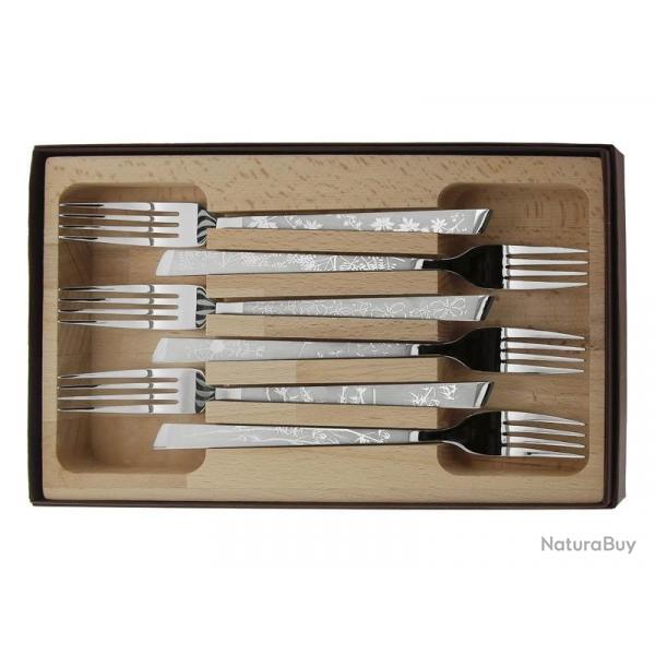 COFFRET 6 fourchettes LE THIERS INOX DECOR NATURA roger orfevre