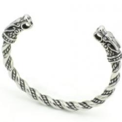 Bracelet viking tête de dragon en acier inoxydable argenté