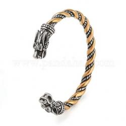 Bracelet viking tête de dragon en acier inoxydable bicolore