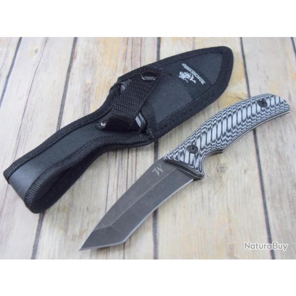 Couteau Survivaliste Chasse Winchester Tanto Lame Acier Inox Manche Micarta Etui Nylon