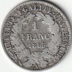 Pièce de Monnaie France 1 franc Cérès IIIe République 1895 A Argent