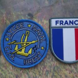 lot écussons lycée naval Brest C.I.N et insigne France