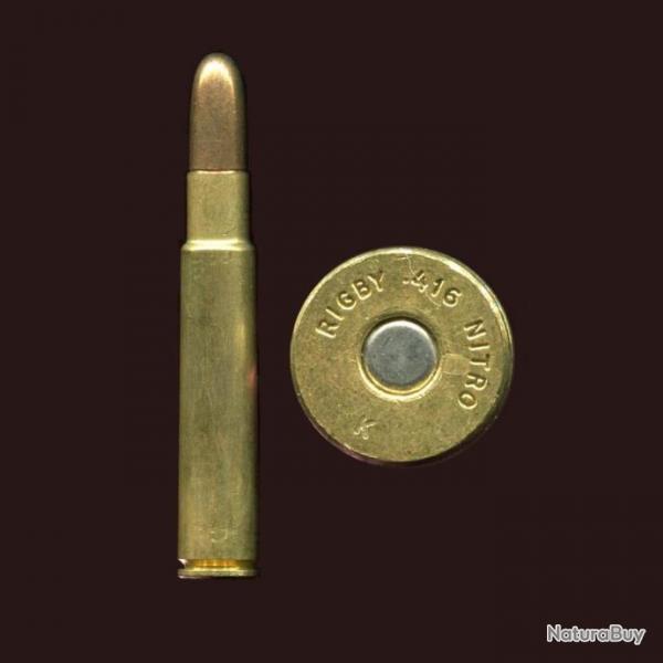 .416 Rigby - balle cuivre pointe arrondie - marquage :  RIGBY .416 NITRO    K - petit prix