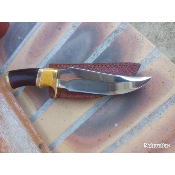 Couteau de chasse forg acier xc75 trempe selective manche  en amarllo/ bne