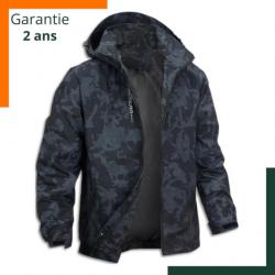 Coupe vent imperméable - Tailles M à 4XL - Camouflage noir - Garantie 2 ans - Livraison rapide