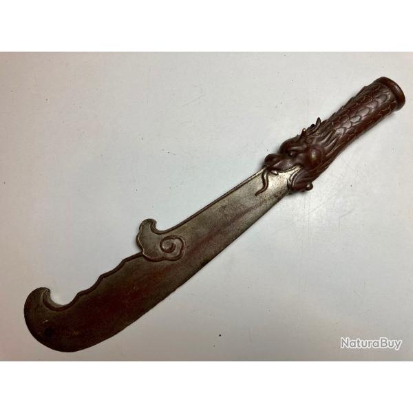 ancien tete de lance / GUNDAO / HAST / HALLEBARDE /TETE DE DRAGON / CHINE , VIETNAM, ASIE /