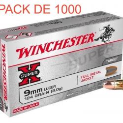 CARTOUCHES WINCHESTER SUPER-X CAL 9X19 124GR FMJ PACK DE 1000