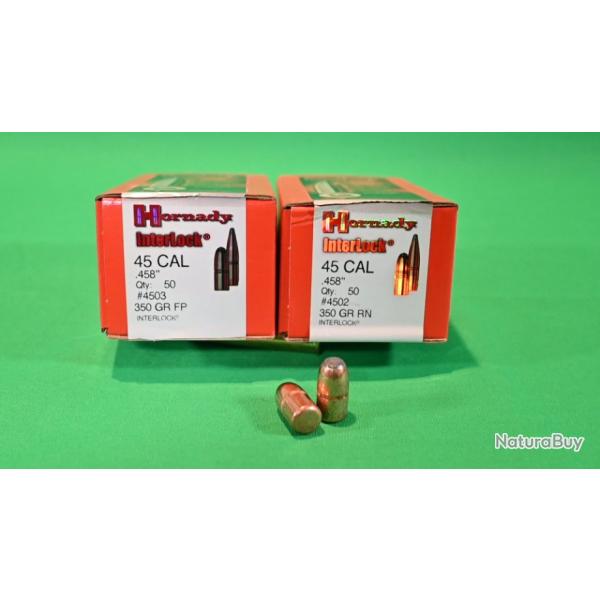 Ogives HORNADY cal 45 350gr RN