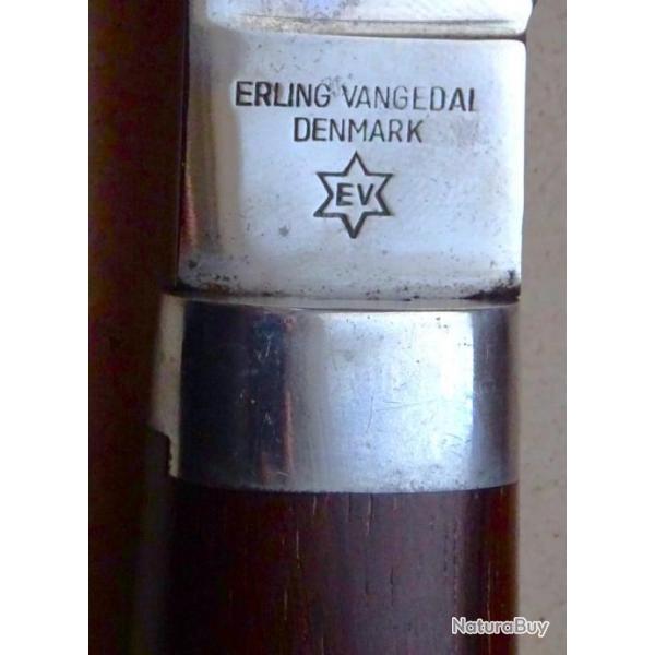 COUTEAU DE CHASSE " ERLING VANGEDAL DENMARK "  RARE 1968 + ETUI CUIR SIGNE TYPE PUUKKO