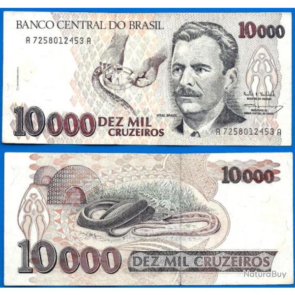 Bresil 10000 Cruzeiros 1993 Sign 30 Billet Brasil Brazil Cruzeiro Reail Reais