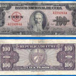 Cuba 100 Pesos 1950 Aguilera Billet Peso