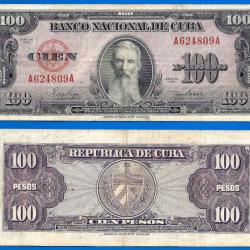 Cuba 100 Pesos 1950 Billet Aguilera Peso