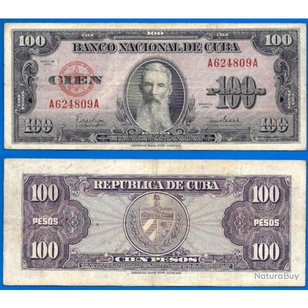 Cuba 100 Pesos 1950 Billet Aguilera Peso