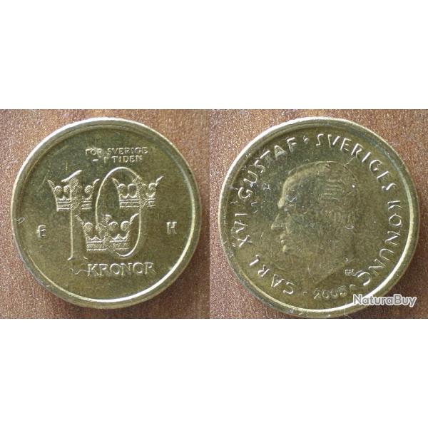 Suede 10 Couronnes 2005 Roi Carl XVI Gustaf Piece Couronne Kronor Sweden