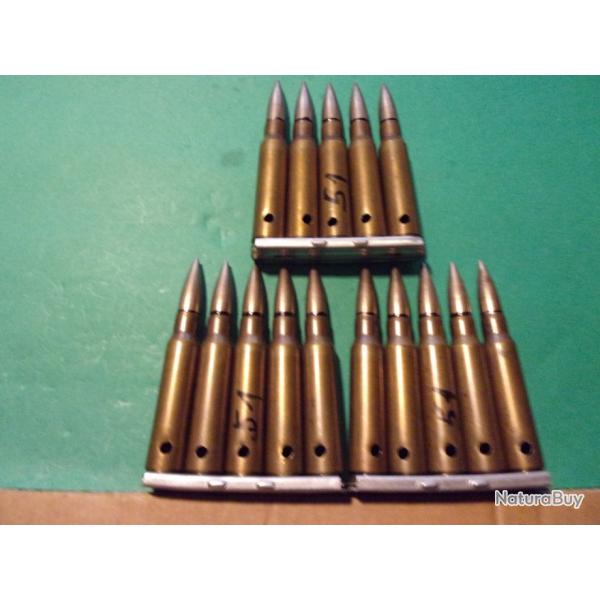 1 lot de 15 munitions 7,5x54 MAS de 51 poque Indochine neutralises