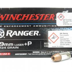 WINCHESTER 9X19 124GR JHP TETE EXPANSIVE +P X50