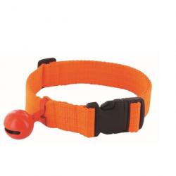 Collier clipsable Fuzyon nylon orange fluo avec grelot