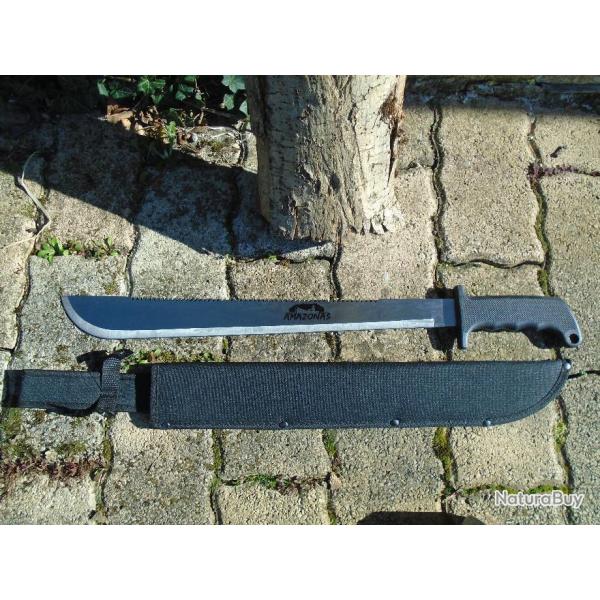 Couteau Bowie Machette Military Guide d'Amazonie Machete Lame Acier 3Cr13 Manche ABS Etui Nylon002