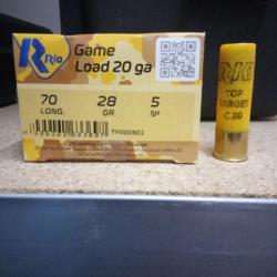 CARTOUCHE RIO GAME LOAD CAL20 70MM 28GR PLOMB N°5 BJ