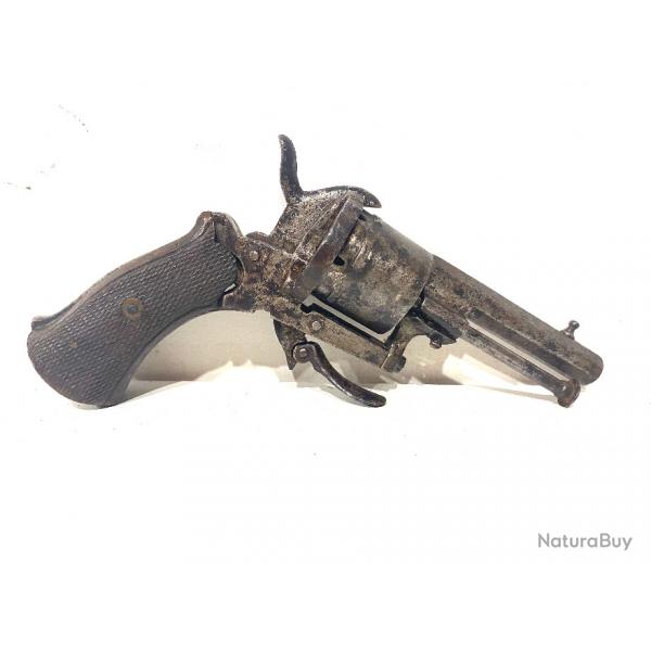 Ancien pistolet Revolver  Broche type Lefaucheux calibre 7 mm