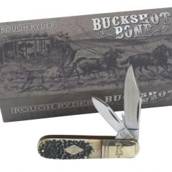 Couteau Rough Ryder Buckshot Bone Barlow Lame Acier 440A Manche en Os RR2041