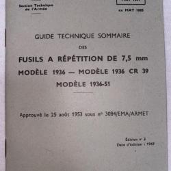 Guide technique sommaire des fusils à répétition de 7,5 mm modèle 1936, CR39, mas 36 / 51