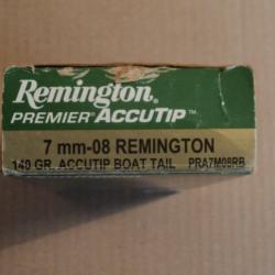 Munitions 7-08 Rémington 140 gr. Accutip Boat tail