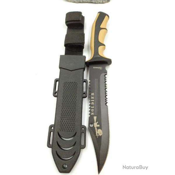 Poignard tactique Bowie  Soldier. Coyote 32 cm. Lame 19 cm