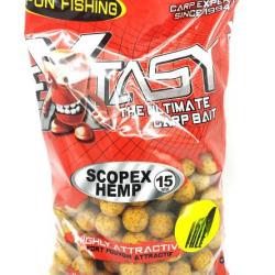 Fun fishing Extasy bouillettes 15mm scopex - hemp -800gr