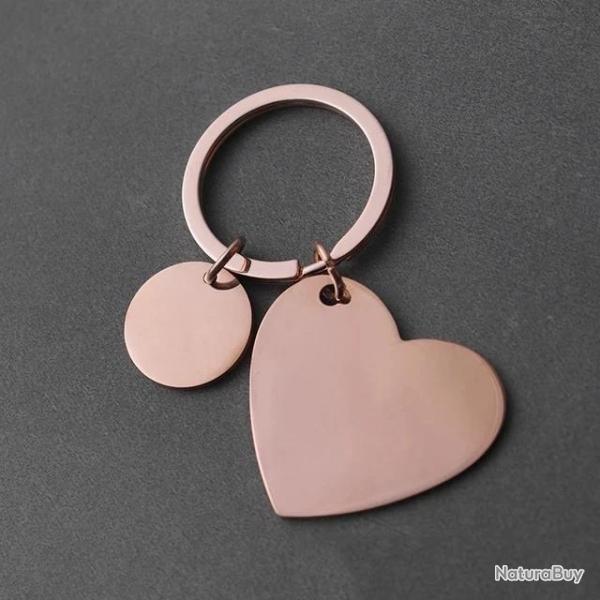 Porte cl coeur rose dor en mtal  personnaliser