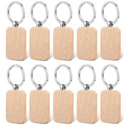 Porte clés en bois arrondis et rectangulaires personnalisable