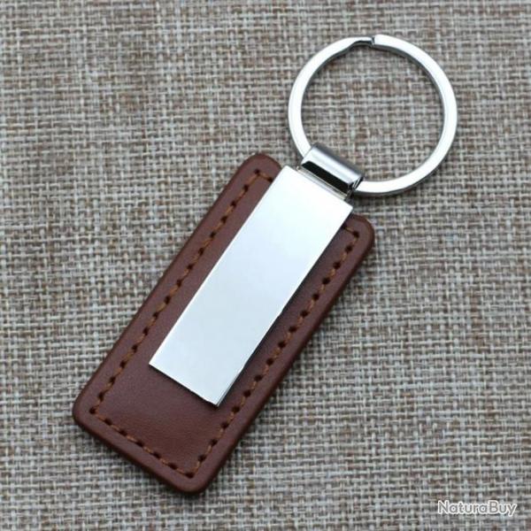 Porte cl mtal et cuir PU Marron fonc  personnaliser