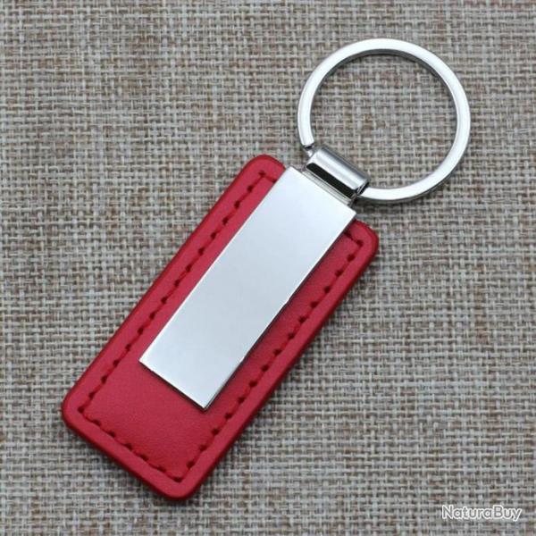 Porte cl mtal et cuir PU Rouge  personnaliser