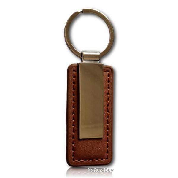 Porte cl mtal Marron clair et cuir PU  personnaliser