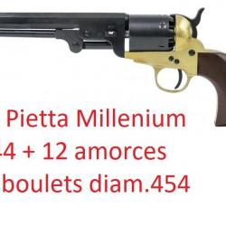 BF24 ! - Réplique PIETTA 1851 Millenium Us Martial Laiton - Cal.44 + 12 Amorces + 12 Balles