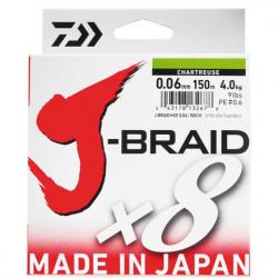 Tresse Daiwa J-Braid x8 Chartreuse 150m 0,16mm