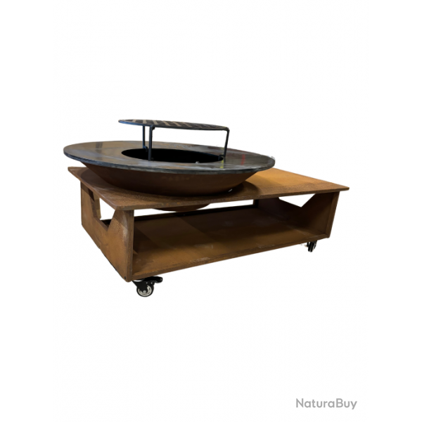 Brasero plancha  bois Random FireBall - Table basse - Plancha grill