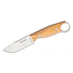 Couteau Real Steel Furrier Harpoon Lame Acier N690 Manche Olive Wood Etui Cuir RS3612W