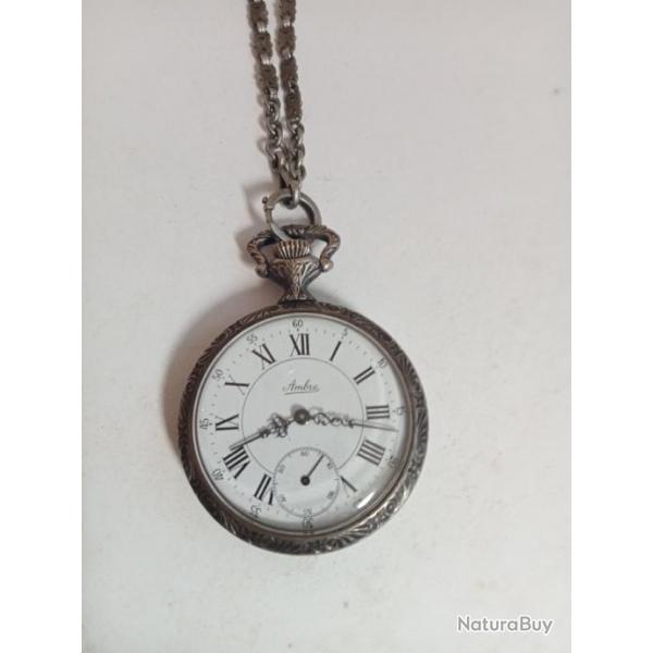 montre a gousset ancien Ambre mcanique fonctionne