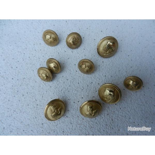 Lot de 10 boutons pour veste militaire du gnie