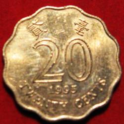 HONG KONG  piece de 20 cents 1993 TTB