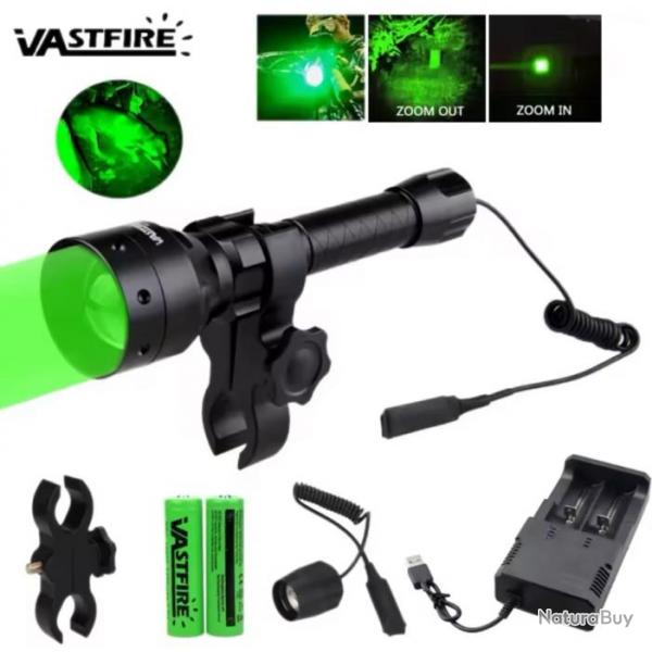 Lampe de chasse avec interrupteur  distance +monture canon +chargeur +piles Black friday ! Vert