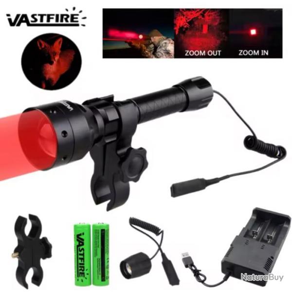 Lampe de chasse avec interrupteur  distance +monture canon +chargeur +piles Black friday ! Rouge