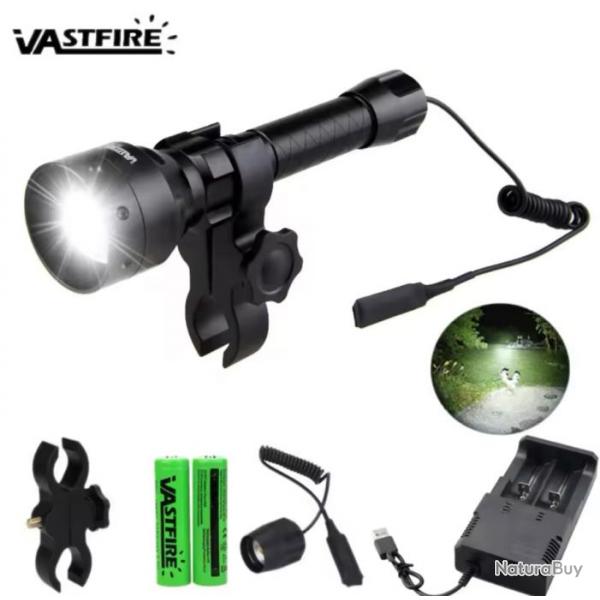 Lampe de chasse avec interrupteur  distance +monture canon +chargeur +piles Black friday ! Blanc