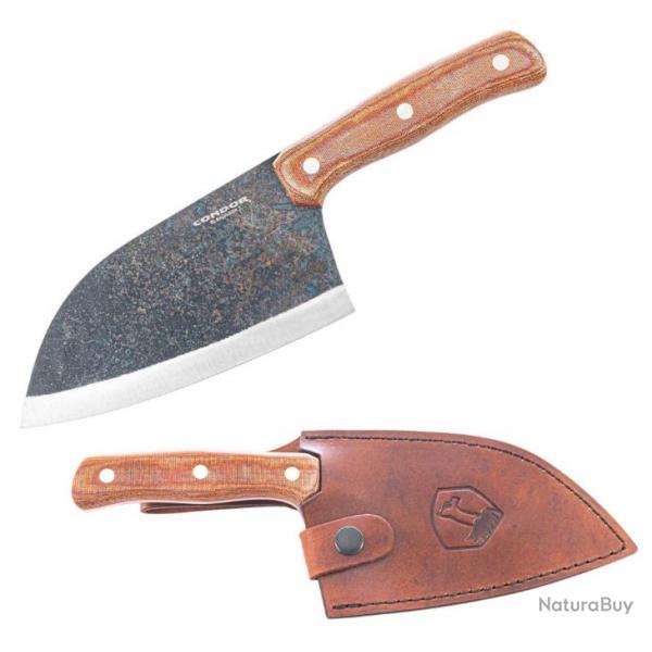 Couteau Condor Serbian Kuvar Cleaver Lame Carbone 1075 Manche Micarta Etui Cuir Salvador CTK500962HC