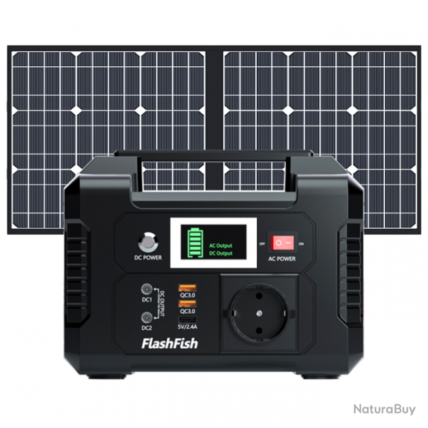 STATION SOLAIRE PORTABLE 200W + PANNEAUX - 3 MODES DE RECHARGE - LIVRAISON GRATUITE