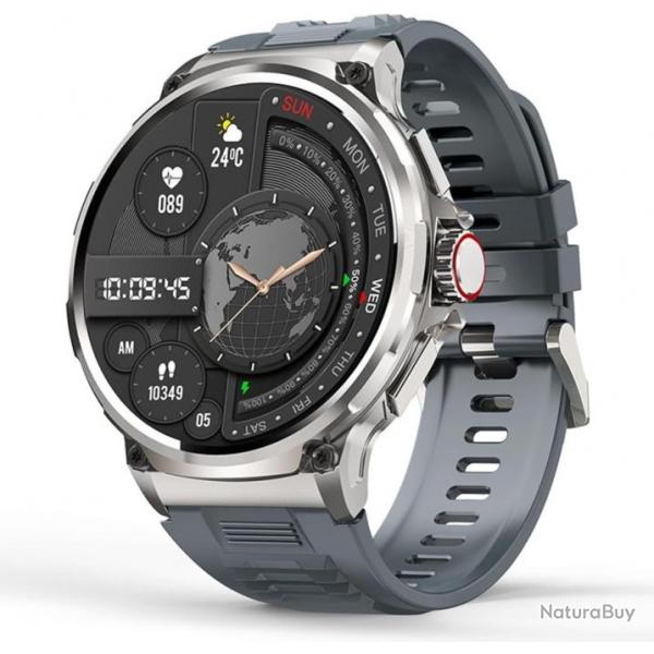 Montre Intelligente Bluetooth avec Appels Suivi Sant Frquence Cardiaque Moniteur De Sommeil Gris