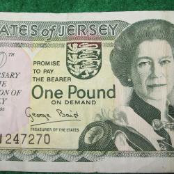 JERSEY billet de one pound 1995 (50 ém anniversaire) Elizabeth II