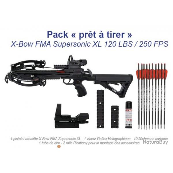 Pack pistolet arbalte X-Bow FMA Supersonic XL 120 LBS / 250 FPS