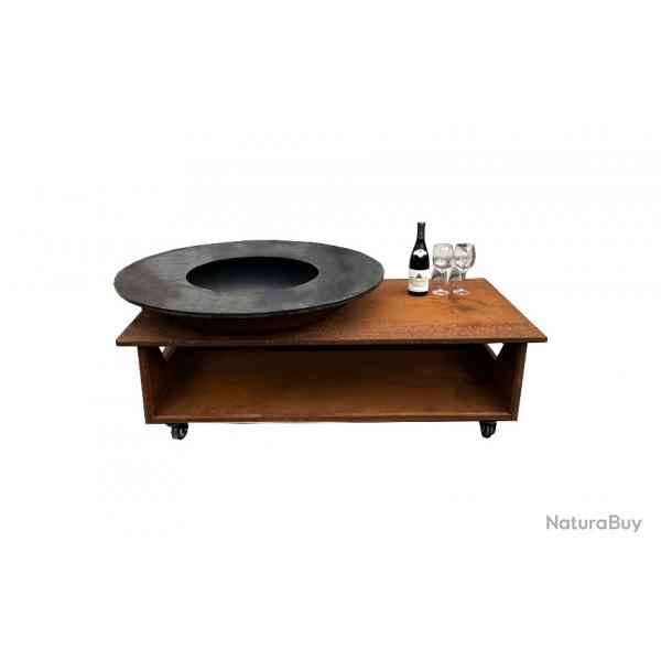 Op - AG BF24 ! Table basse brasero plancha  bois Random Fire Ball 100 cm